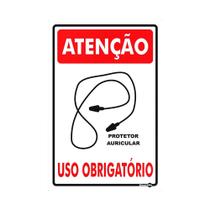 Placa PS-240 Atenção (Protetor Auricular) Uso Obrigatório 0,80mm 20x30
