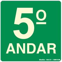 Placa PVC Fotoluminescente 15x15 5º Andar - 350AM - SINALIZE