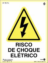 PLACA PVC FOTOLUMINESCENTE CUIDADO RISCO DE CHOQUE ELÉTRICO (Retangular)