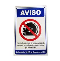 Placa Pvc Proibido Entrada Capacete Auto-Adesiva Jaime