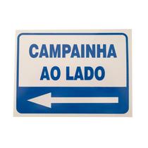 Placa PVC Sinalização Aviso Campainha Ao Lado Auto Adesiva