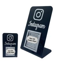 Placa Qr Code Display P/ Divulga Instagram Preto Com Branco - FR LASER CUT