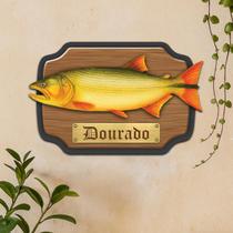 Placa Quadro Decoração MDF 3D Peixes do Brasil - Dourado Placa Quadro Decoração MDF 3D Peixes do Brasil - Dourado