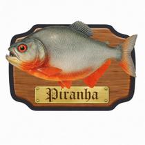 Placa Quadro Decoração MDF 3D Peixes do Brasil - Piranha