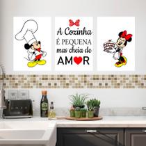 ! Placa quadro decorativa/Kit com 3 peças!! minnie e Mickey para cozinha