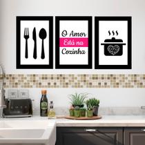 ! Placa quadro decorativa/Kit com 3 peças!! o amor esta na cozinha decoração de casa cozinha