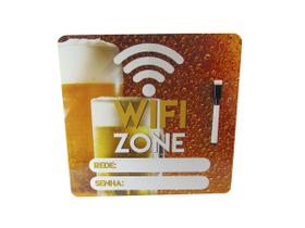 Placa Quadro Decorativa Wifi Zone de Metal c/ Caneta 29cm