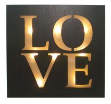Placa Quadro Decorativo LOVE Iluminado a Led 34 x 34 cm