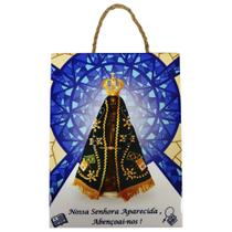 Placa Quadro Decorativo Nossa Senhora Aparecida em Porcelana - ImportDecorMC