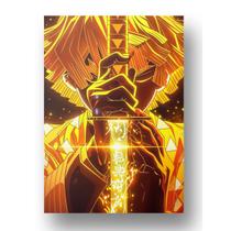 Placa Quadro Metal Anime Demon Slayer Zenitsu Raio Decoração
