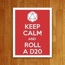 Placa Quadro Nerd Geek - Rpg Keep Calm D20 - Sinalizo