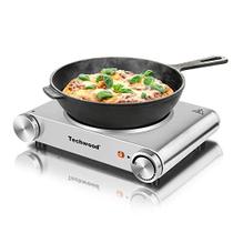 Placa quente, queimador único Techwood para cozinhar, fogão elétrico infravermelho portátil de 1200W com temperatura ajustável, cooktop de 7,5 "para dormitório Home / RV / Camp, compatível para todos os utensílios de cozinha, aço inoxidável, pra