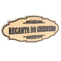 Placa Recanto Do Guerreiro Quadro Madeira Letras Pretas - Yper Criativo