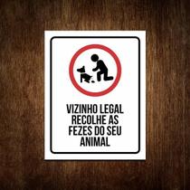 Placa Recolha Fezes Cachorro Sinalização Vizinho Legal 27X35