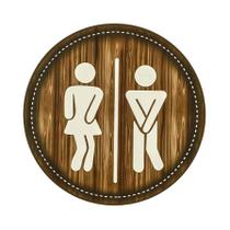 Placa Redonda De Macramê Rústica De Madeira Para Banheiro - Símbolo Masculino E Feminino - Decoração Placa Redonda De Macramê Rústica De Madeira Para Banheiro - Símbolo Masculino E Feminino - Decoração