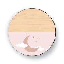 Placa Redonda Decorativo Meia Lua Rosa 30x30 Madeira Mdf Adesivado