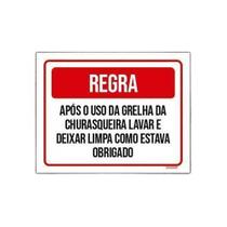 Placa Regra Uso Grelha Churrasqueira Lavar 18x23cm