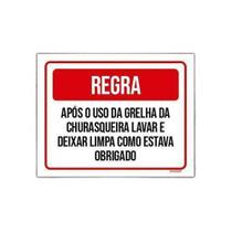 Placa Regra Uso Grelha Churrasqueira Lavar 18x23cm