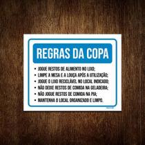 Placa Regras Da Copa Resto Alimento Lixo Limpe Mesa 18X23