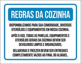 Placa Regras Da Cozinha Respeite Deixe Limpo 36X46