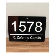 Placa Residencial Em Acrilico - Número + Endereço 18x30 Cm em alto relevo
