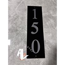 PLACA Residencial NÚMERO CASA 3D PRETO E CROMADO 50X15cm -Acrilico PLACA Residencial NÚMERO CASA 3D PRETO E CROMADO 50X15cm -Acrilico