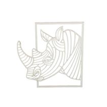 placa rinoceronte 3d decoração ambiente branco mdf 3mm