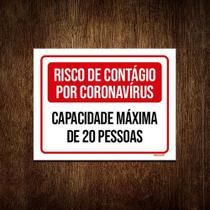 Placa Risco Contágio Capacidade 20 Pessoas 18x23 5un Placa Risco Contágio Capacidade 20 Pessoas 18x23 5un