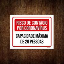 Placa Risco Contágio Capacidade 20 Pessoas 18x23 5un Placa Risco Contágio Capacidade 20 Pessoas 18x23 5un