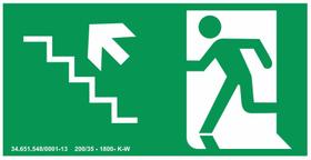 Placa - rota de saida escada subir a esquerda em ps 24 x 12cm emplac br