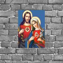 Placa Sagrado Coração De Jesus E Maria 18x27cm