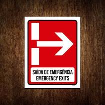 Placa Saida De Emergência Emergency Exit 18x23 - Sinalizo