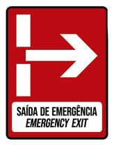 Placa Saida De Emergência Emergency Exit 18X23