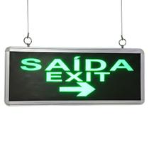 Placa Saida Emergencia Dupla Face Bateria Seta Exit Led Segurança Bombeiro Aviso Iluminaçao Placa Saida Emergencia Dupla Face Bateria Seta Exit Led Segurança Bombeiro Aviso Iluminaçao