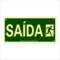 Placa Saída S14 Fotoluminescente 24x12cm (Antichamas)