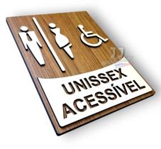 Placa sanitário adaptado pcd WC unissex acessível mdf 3mm Placa sanitário adaptado pcd WC unissex acessível mdf 3mm