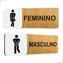 Placa Sanitário MDF 25x9cm Masculino x Feminino Modelo 3704