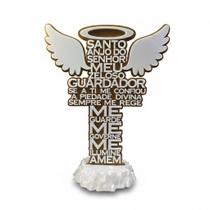 Placa Santo Anjo Decorativa Oração - Cruz de Mesa para Quarto e Batizado Placa Santo Anjo Decorativa Oração - Cruz de Mesa para Quarto e Batizado