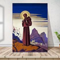 Placa São Francisco De Assis Por Nicholas Roerich 20x20cm Placa São Francisco De Assis Por Nicholas Roerich 20x20cm