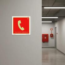 Placa Segurança E4 Telefone de Emergência Brilha no Escuro 20x20 Placa Segurança E4 Telefone de Emergência Brilha no Escuro 20x20