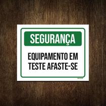 Placa Segurança Equipamento Em e Afaste-Se 27X35