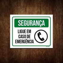 Placa Segurança Ligue Em Caso De Emergência 27x35