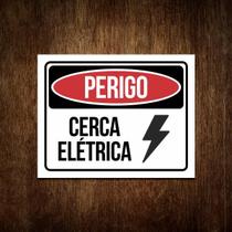 Placa Segurança Perigo Cerca Elétrica - Perigo Atenção 27X35