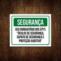 Placa Segurança Uso Obrigatório Epi Óculos Sapato 18x23 10un