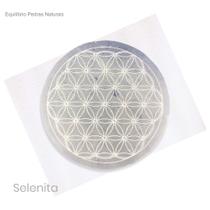 Placa Selenita Com Flor Da Vida 7cm X 1,5cm Placa Selenita Com Flor Da Vida 7cm X 1,5cm
