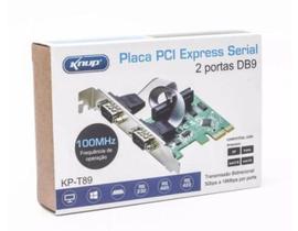 Placa Serial Knup Kp-t89, 16Mbps Pci-e Express X1 Com 2 Portas Serial Db9 - DEX