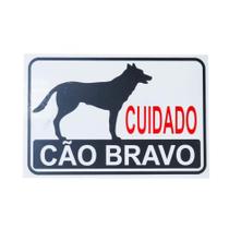 Placa Sinalização 20x30 Cuidado Cão Bravo