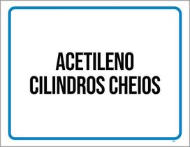 Placa Sinalização - Acetileno Cilindros Cheios 18X23