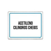 Placa Sinalização Acetileno Cilindros Cheios 18x23cm 5un Placa Sinalização Acetileno Cilindros Cheios 18x23cm 5un