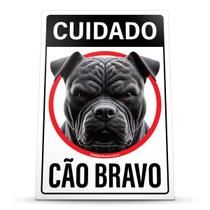 Placa Sinalização Advertência Cuidado Pitbull Preto Cão Bravo 20x30cm Placa Sinalização Advertência Cuidado Pitbull Preto Cão Bravo 20x30cm